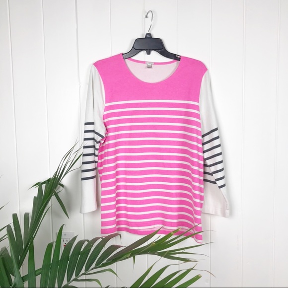 J. Crew Pink and White Striped Top - Picture 2 of 10